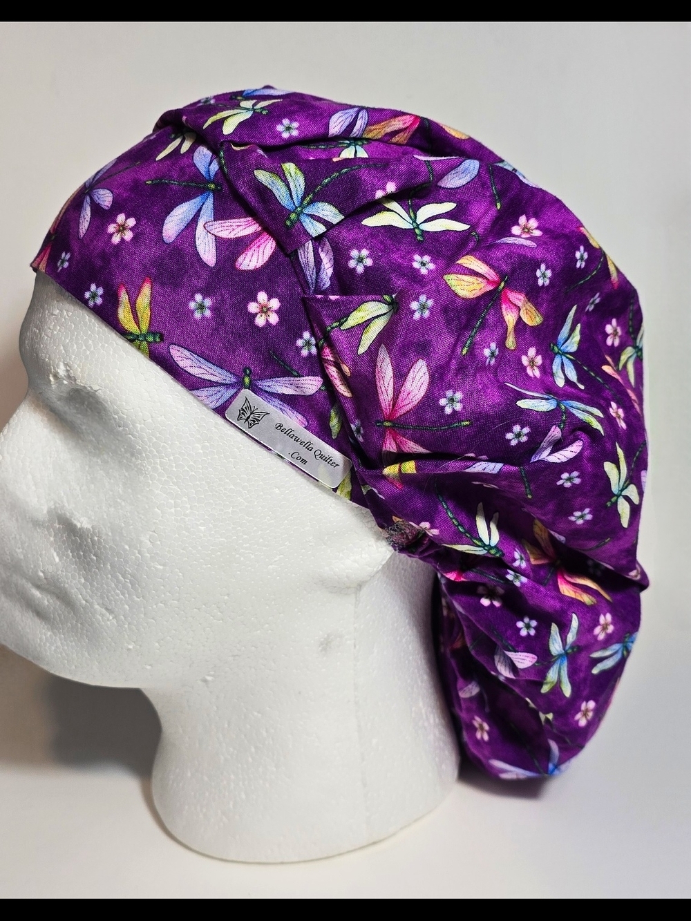Purple Dragonfly Print Scrub/surgical/chemo Hat/Cap, Bouffant, CUTE! - Picture 2 of 3